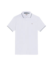 Mens Polo Shirt Classic Fit Short Sleeve Piqué Cotton Elastane Multiple Contrast Details Vibrant Duck - White 63_601H028_BLA110601_3