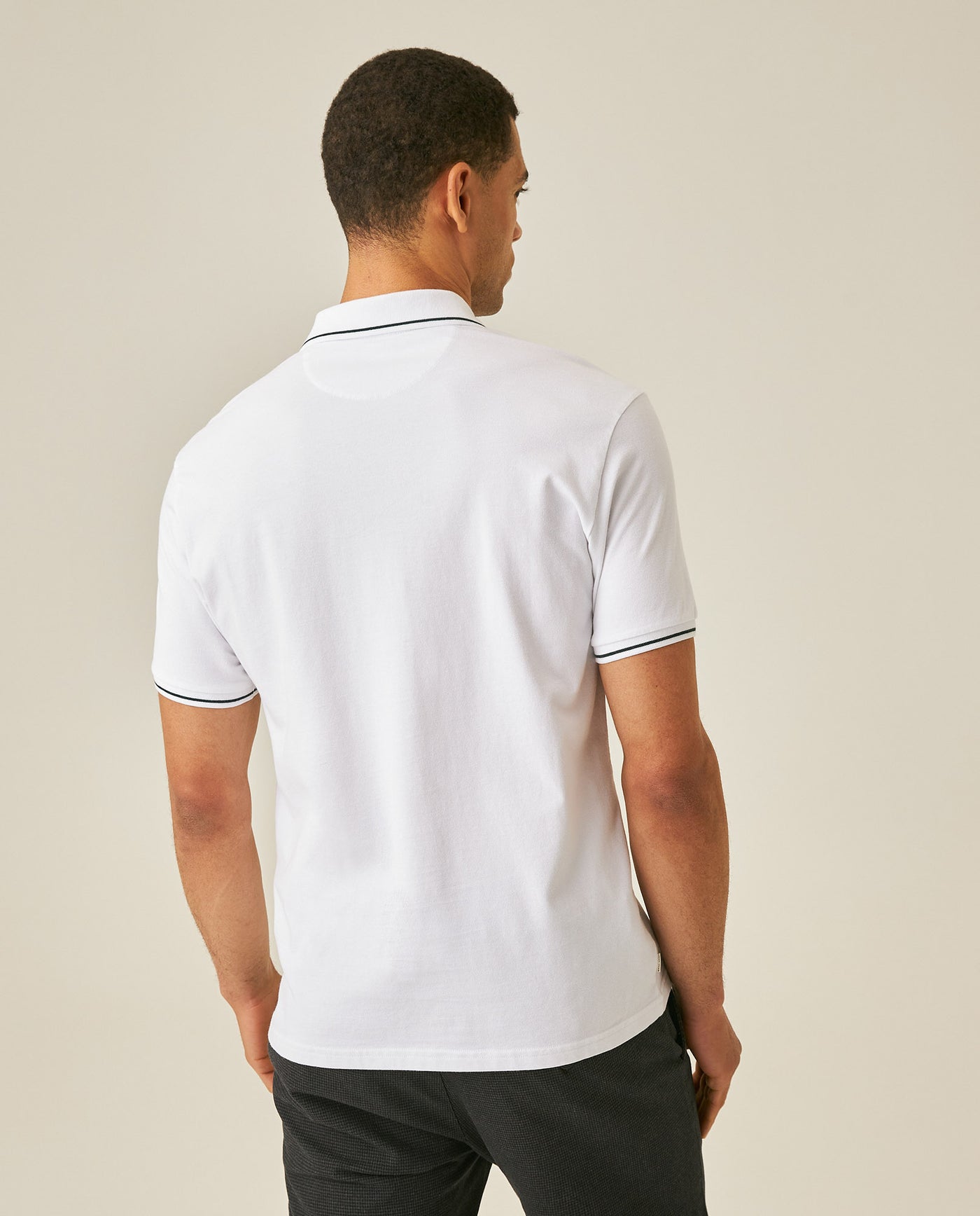 Mens Polo Shirt Classic Fit Short Sleeve Piqué Cotton Elastane Multiple Contrast Details Vibrant Duck - White 63_601H028_BLA110601_6