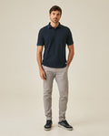 Mens Polo Shirt Slim Fit Short Sleeve Textured Cotton Knit Simulation Contrast Stripe Collar Cuffs - Blue 63_601H029_AZU193924_4
