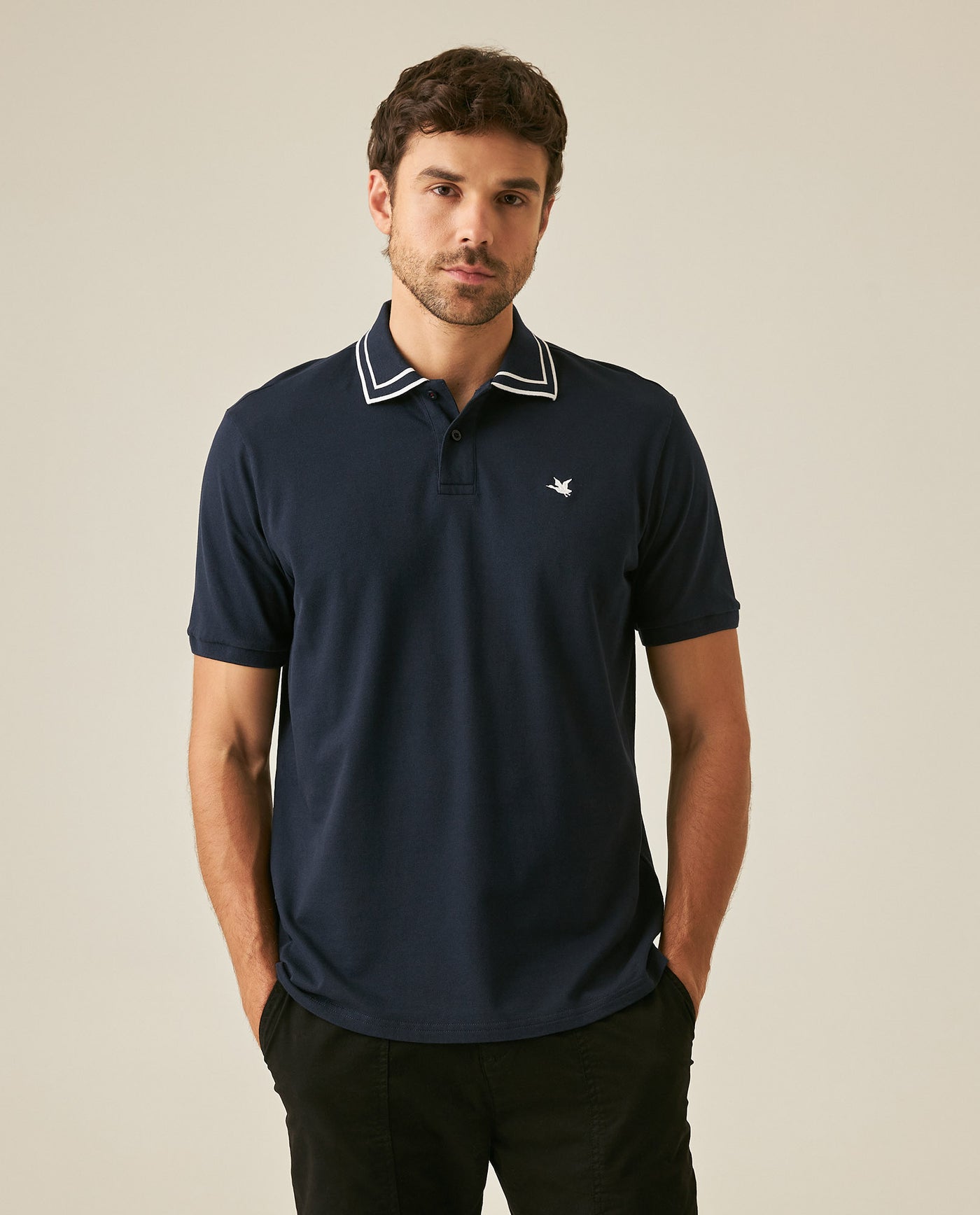 Mens Polo Shirt Classic Fit Short Sleeve Jacquard Cotton Elastane New Chevignon Logo Graphic Intarsia - Blue 63_601H030_AZU193924_0