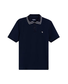 Mens Polo Shirt Classic Fit Short Sleeve Jacquard Cotton Elastane New Chevignon Logo Graphic Intarsia - Blue 63_601H030_AZU193924_3