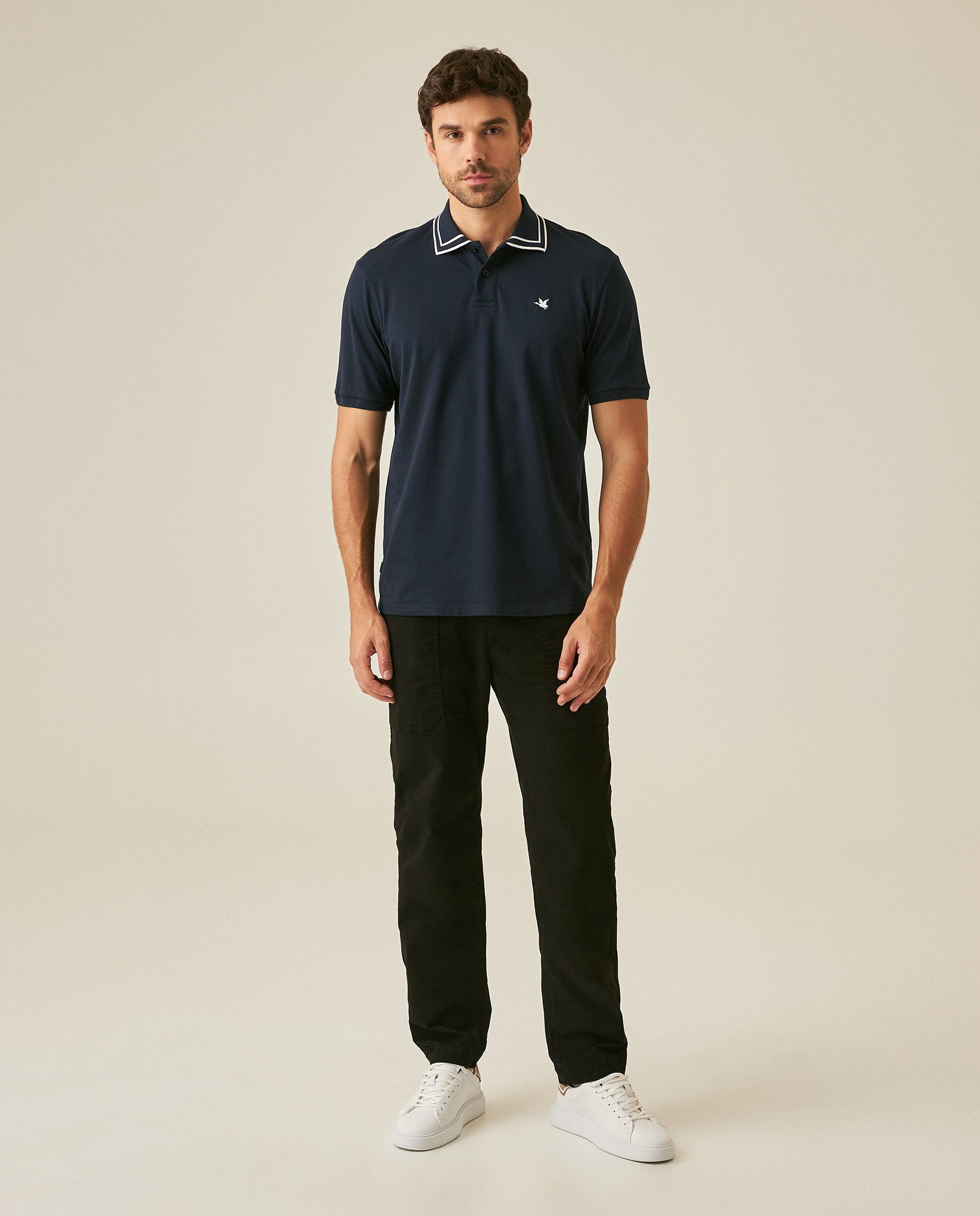 Mens Polo Shirt Classic Fit Short Sleeve Jacquard Cotton Elastane New Chevignon Logo Graphic Intarsia - Blue 63_601H030_AZU193924_4