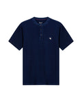 Mens Polo Shirt Slim Fit Mandarin Collar Short Sleeve Cotton Denim Yarns Embroidered Collar Vibrant Duck - Blue 63_601H031_AZU193924_3
