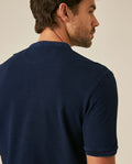 Mens Polo Shirt Slim Fit Mandarin Collar Short Sleeve Cotton Denim Yarns Embroidered Collar Vibrant Duck - Blue 63_601H031_AZU193924_7