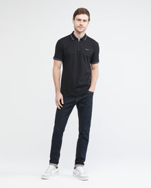 Men's Polo Shirt, Slim Fit Short Sleeve - Button Placket with Closure - Black - 2