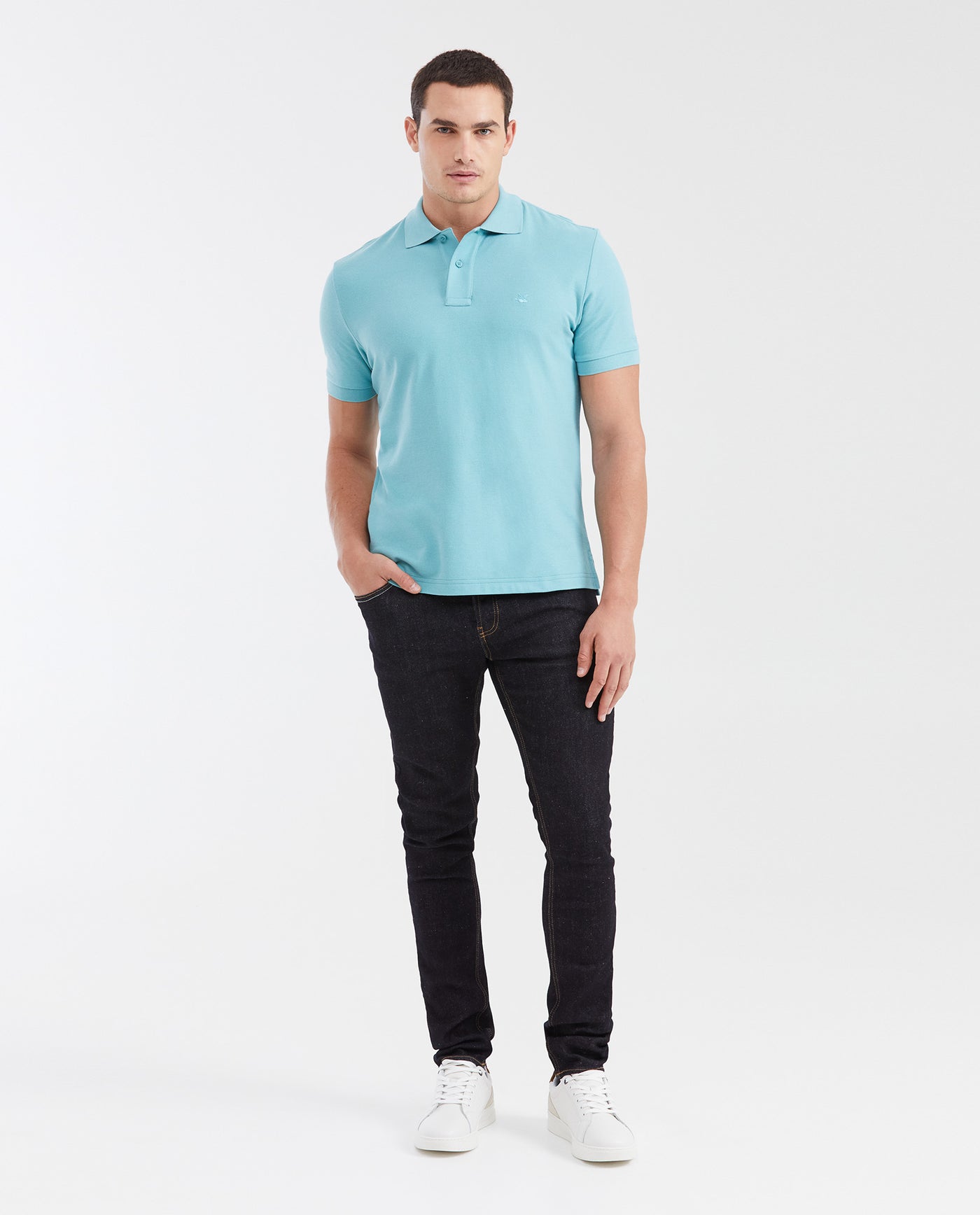 Mens Classic Fit Cotton Polo Shirt - Blue 63_602G000_AZU165114_3