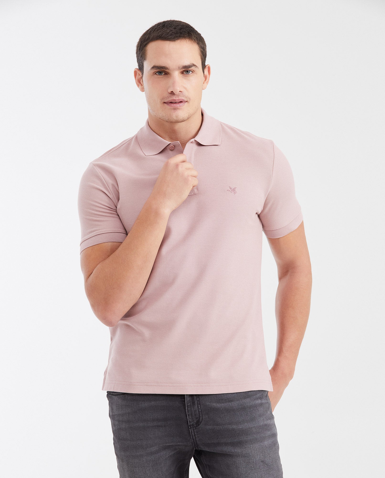 Mens Classic Fit Cotton Polo Shirt - Pink 63_602G000_ROS161806_0