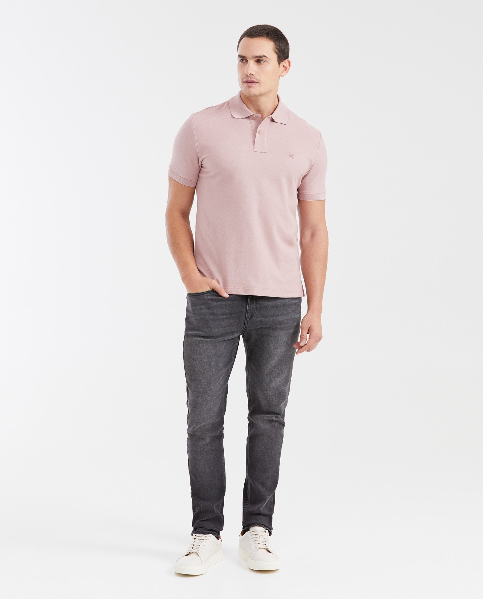 Mens Classic Fit Cotton Polo Shirt - Pink 63_602G000_ROS161806_3