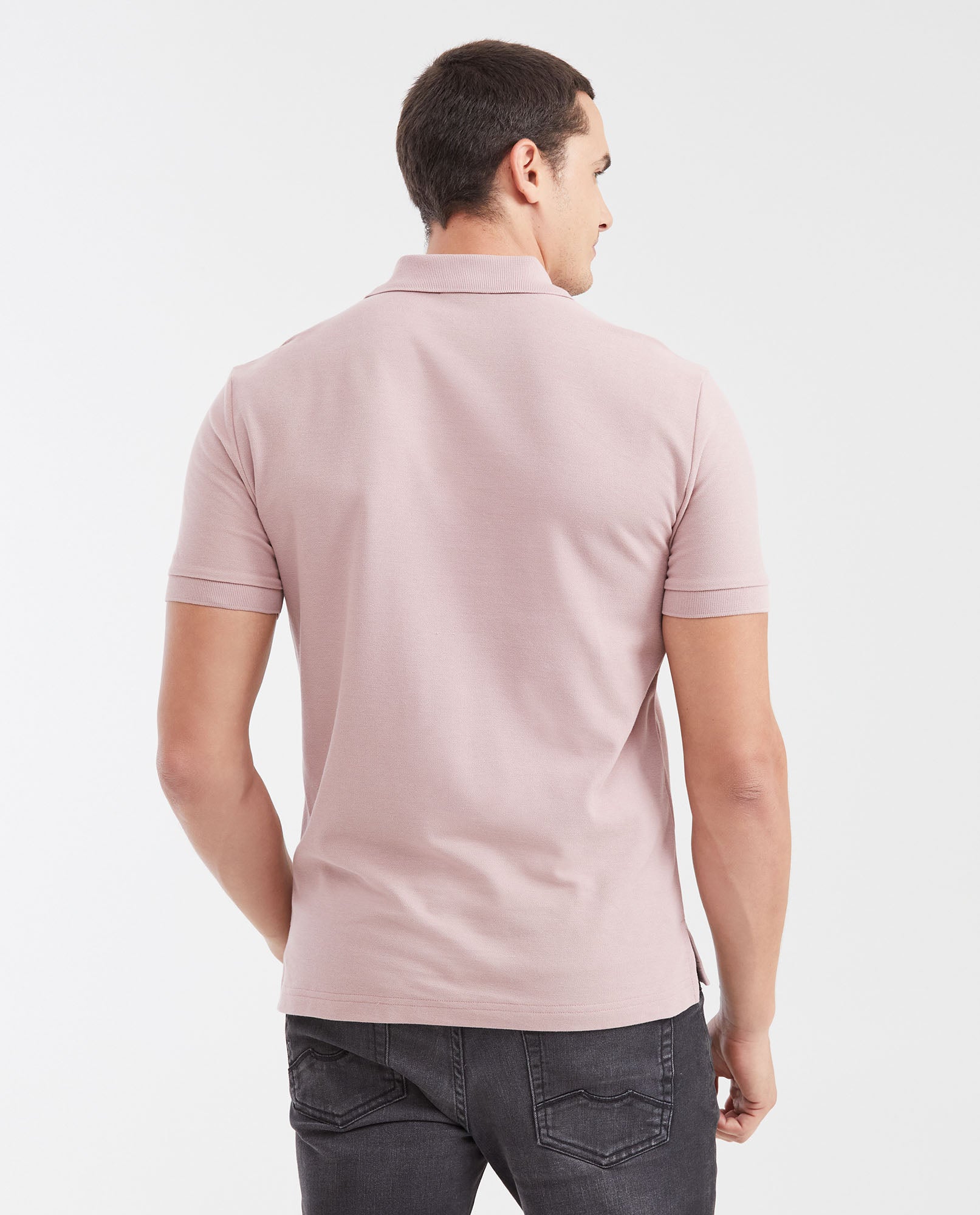 Mens Classic Fit Cotton Polo Shirt - Pink 63_602G000_ROS161806_6