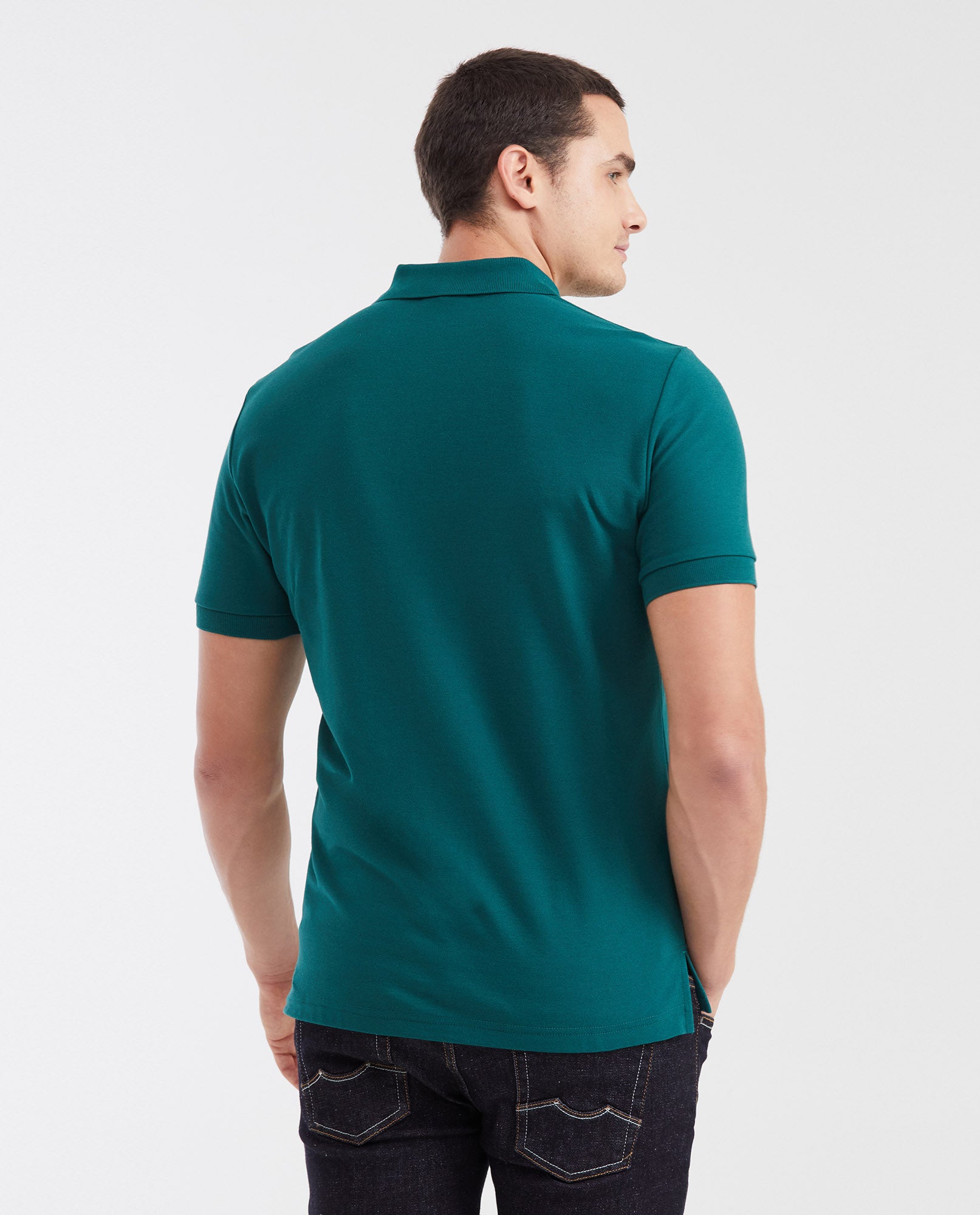 Mens Classic Fit Cotton Polo Shirt - Green 63_602G000_VER195232_6