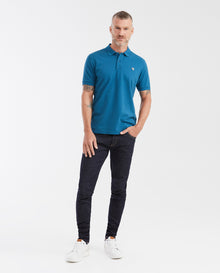 Mens Slim Fit Cotton Blend Polo Shirt - Blue 63_602G001_AZU194526_3
