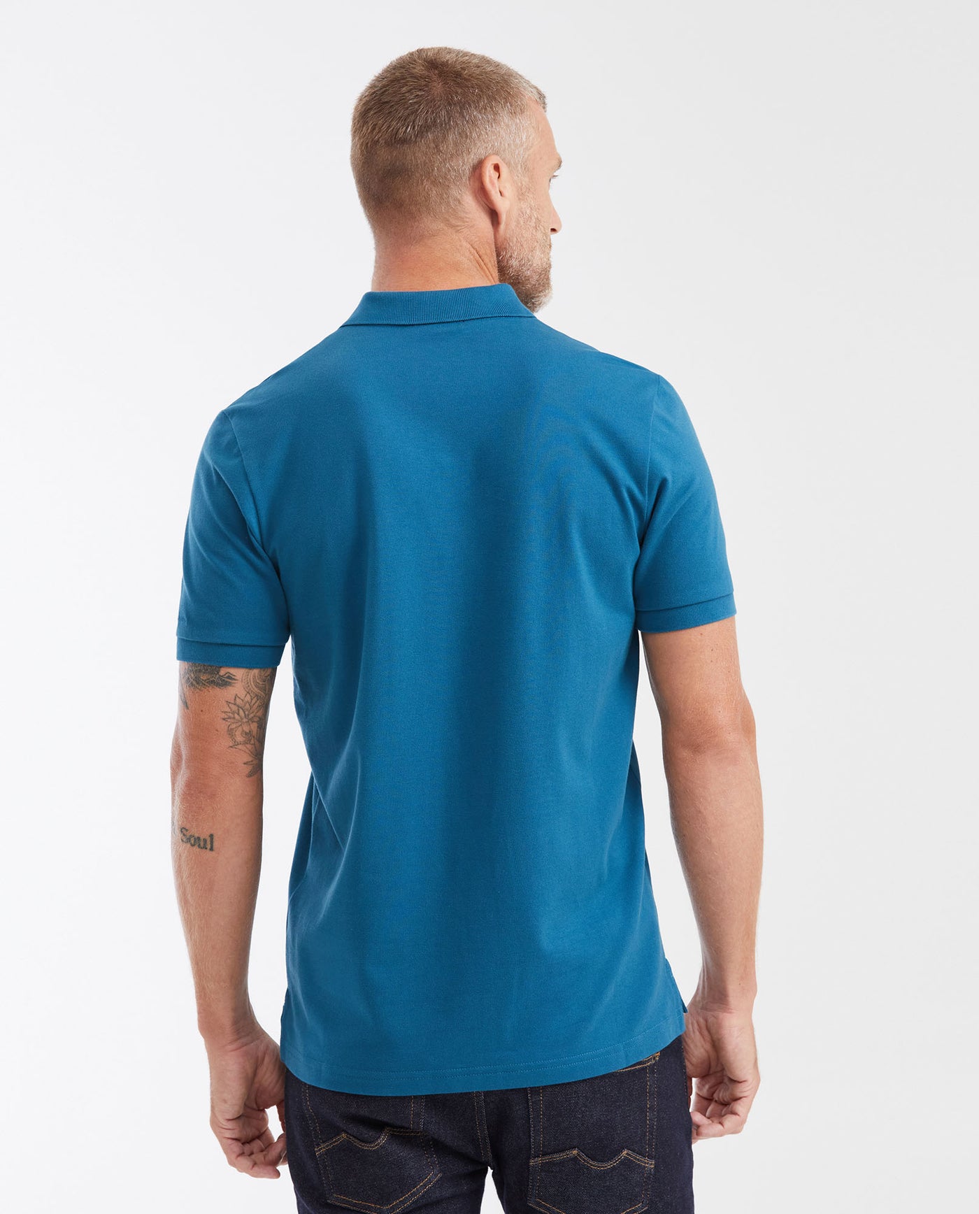 Mens Slim Fit Cotton Blend Polo Shirt - Blue 63_602G001_AZU194526_5