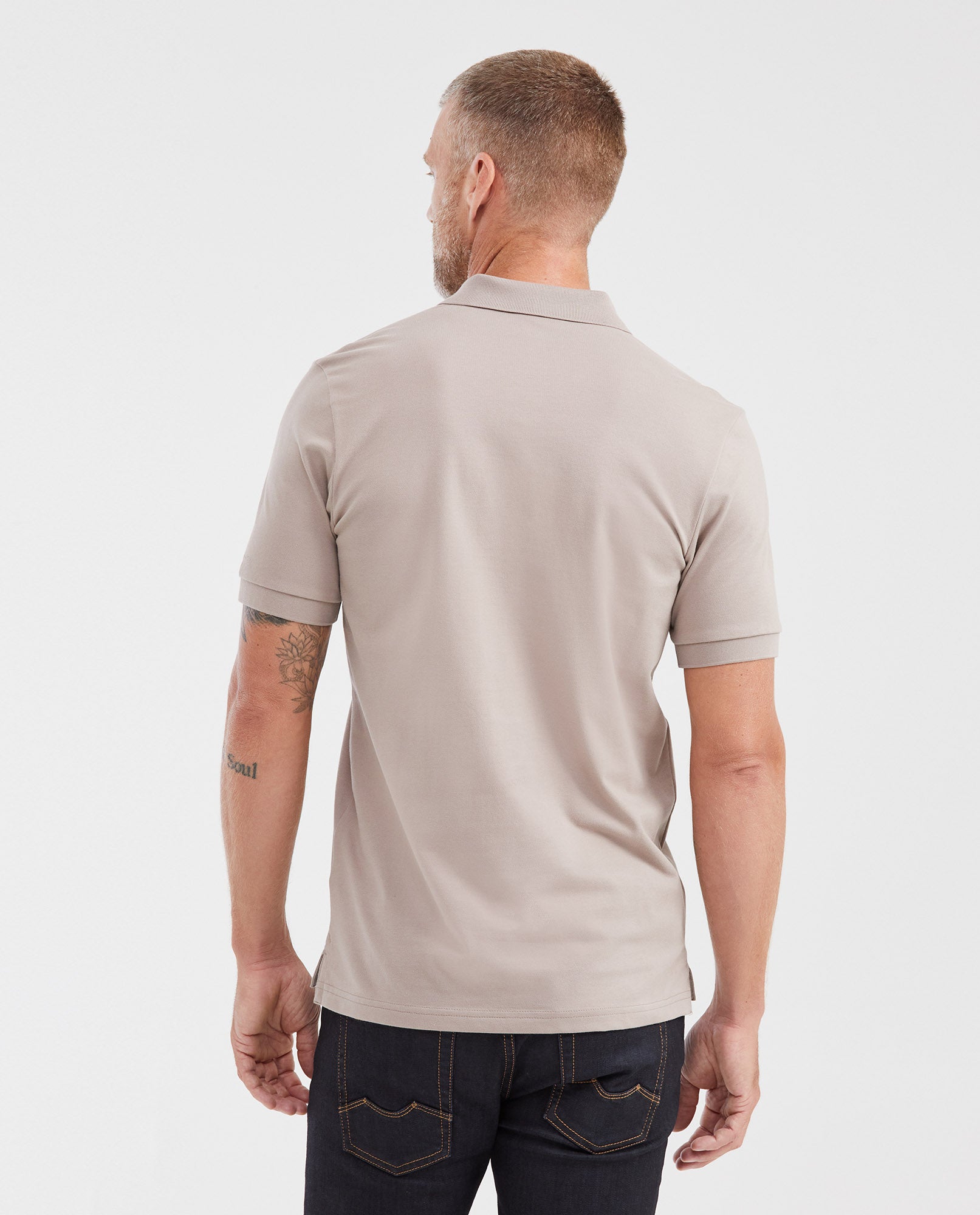 Mens Slim Fit Cotton Blend Polo Shirt - Gray 63_602G001_GRI171210_6