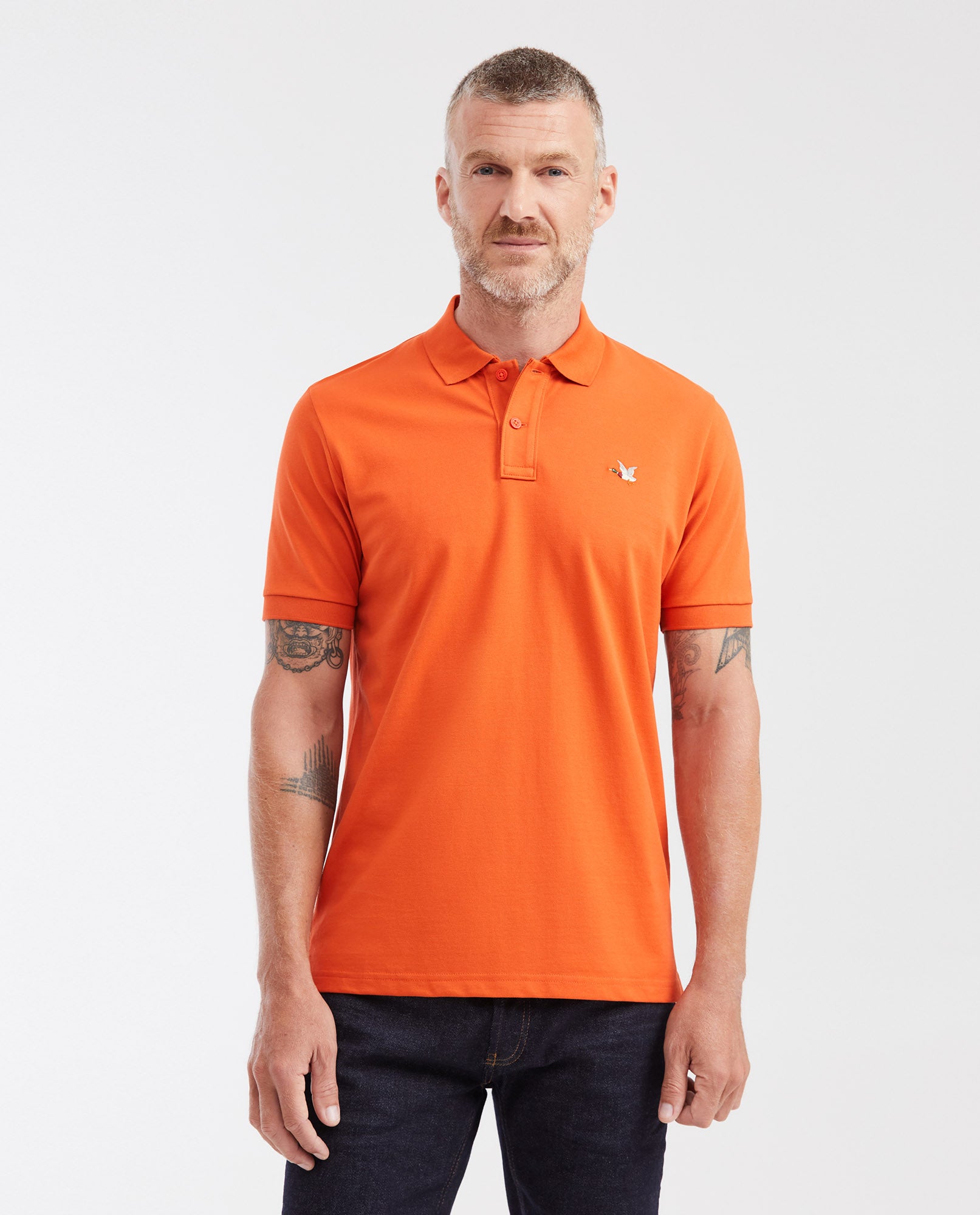 Mens Slim Fit Cotton Blend Polo Shirt - Orange 63_602G001_NAR181454_0