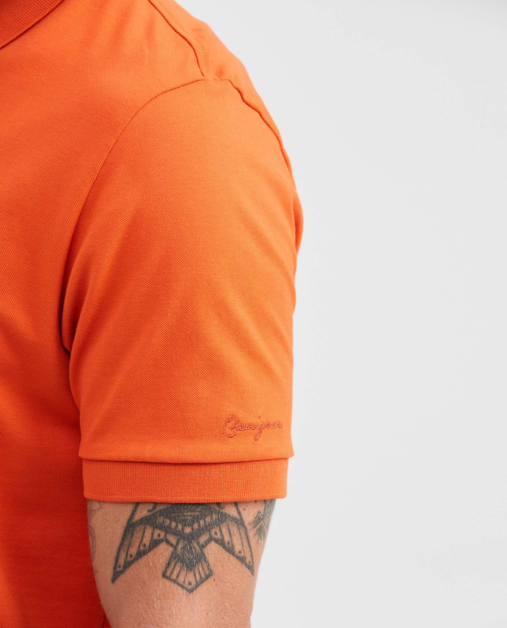 Mens Slim Fit Cotton Blend Polo Shirt - Orange 63_602G001_NAR181454_5