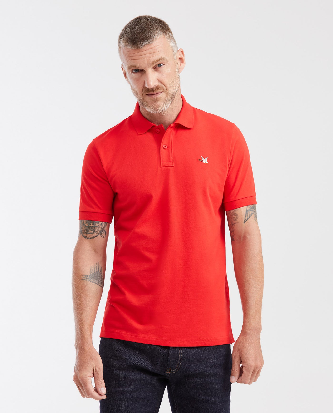 Mens Slim Fit Cotton Blend Polo Shirt - Red 63_602G001_ROJ181663_0