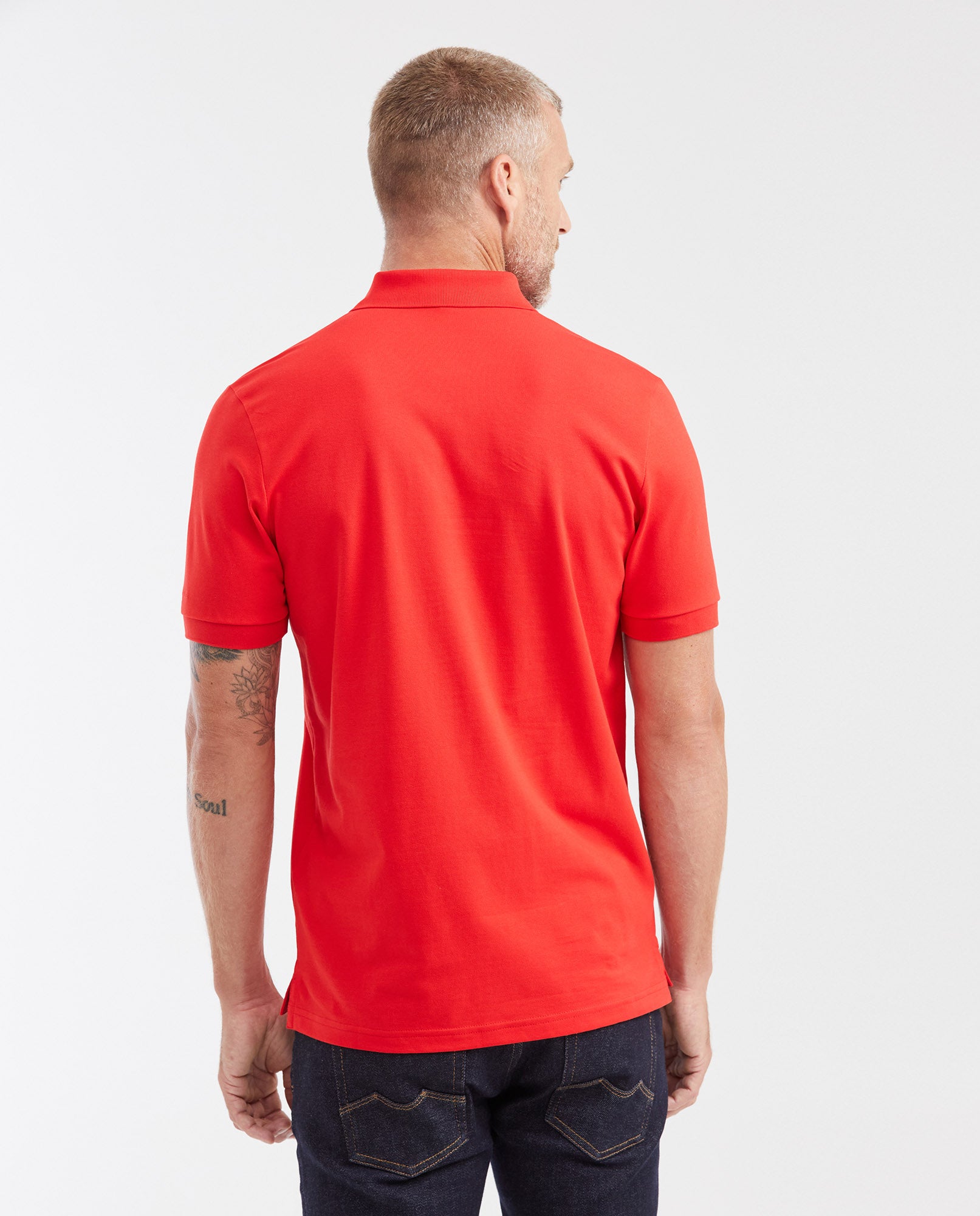 Mens Slim Fit Cotton Blend Polo Shirt - Red 63_602G001_ROJ181663_5