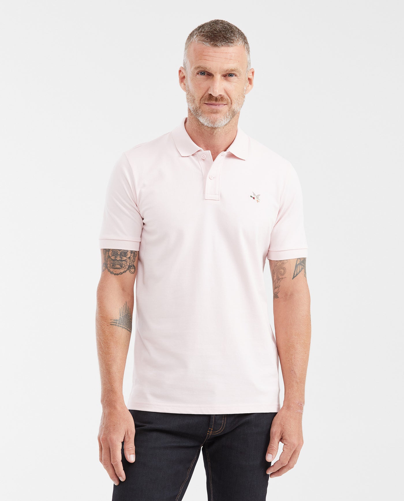 Mens Slim Fit Cotton Blend Polo Shirt - Pink 63_602G001_ROS131904_0