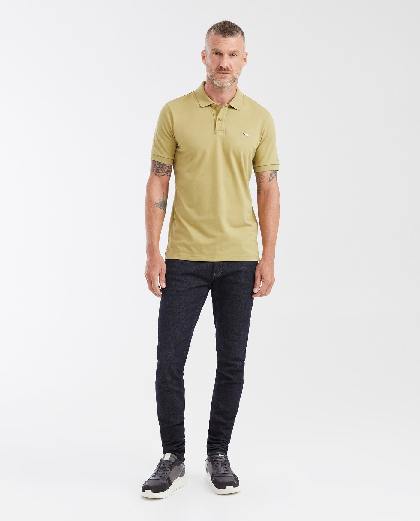 Mens Slim Fit Cotton Blend Polo Shirt - Green 63_602G001_VER160526_3