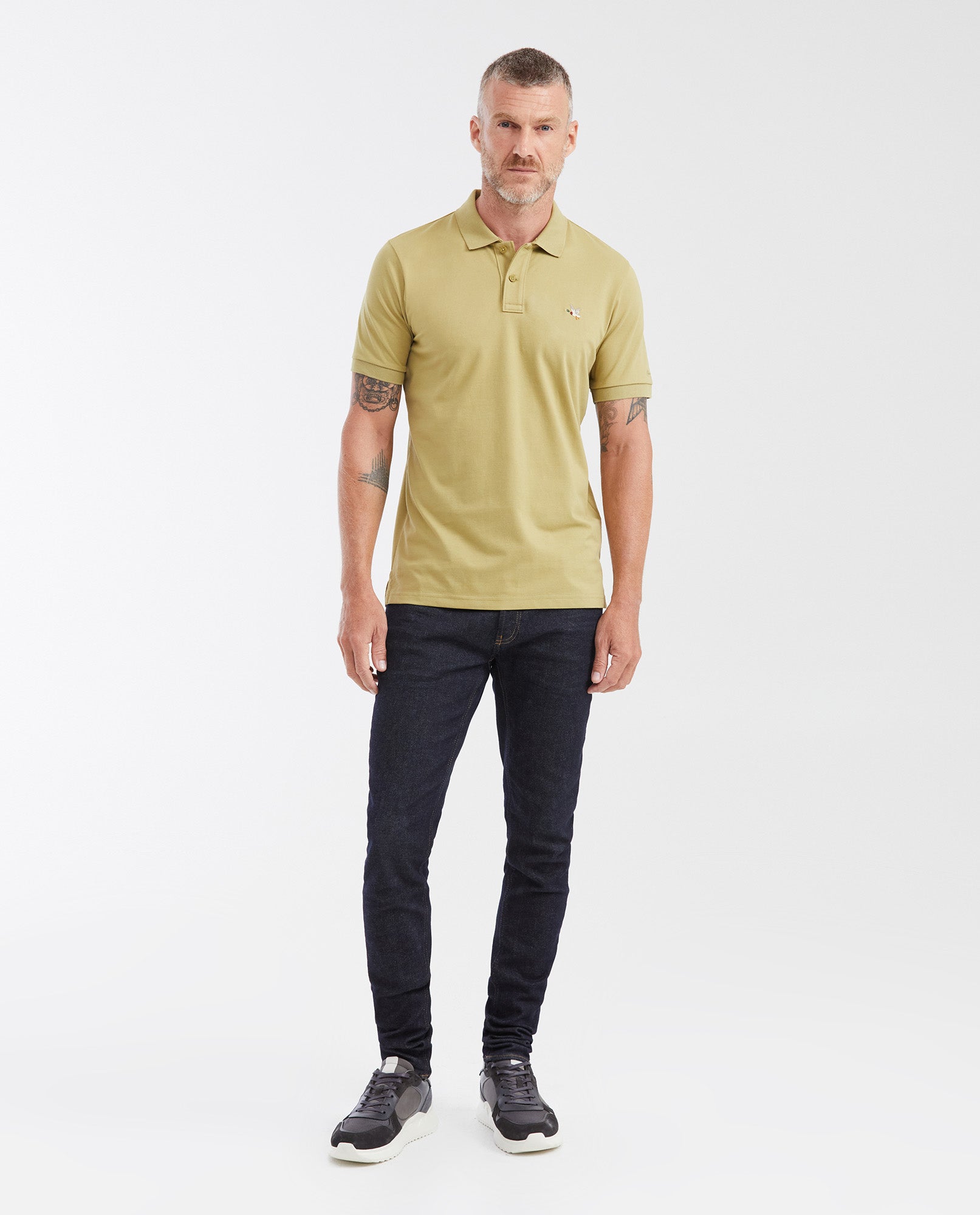 Mens Slim Fit Cotton Blend Polo Shirt - Green 63_602G001_VER160526_3
