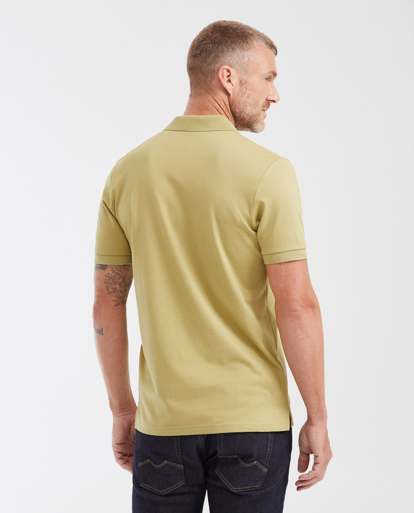 Mens Slim Fit Cotton Blend Polo Shirt - Green 63_602G001_VER160526_5