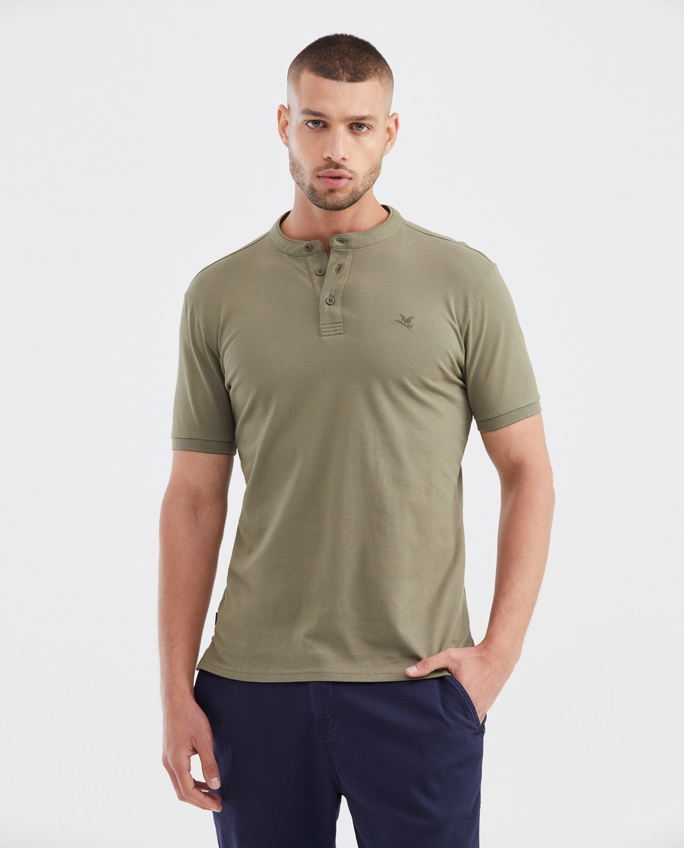 Men's Slim Fit Mandarin Collar Polo Shirt 602G002 - 1