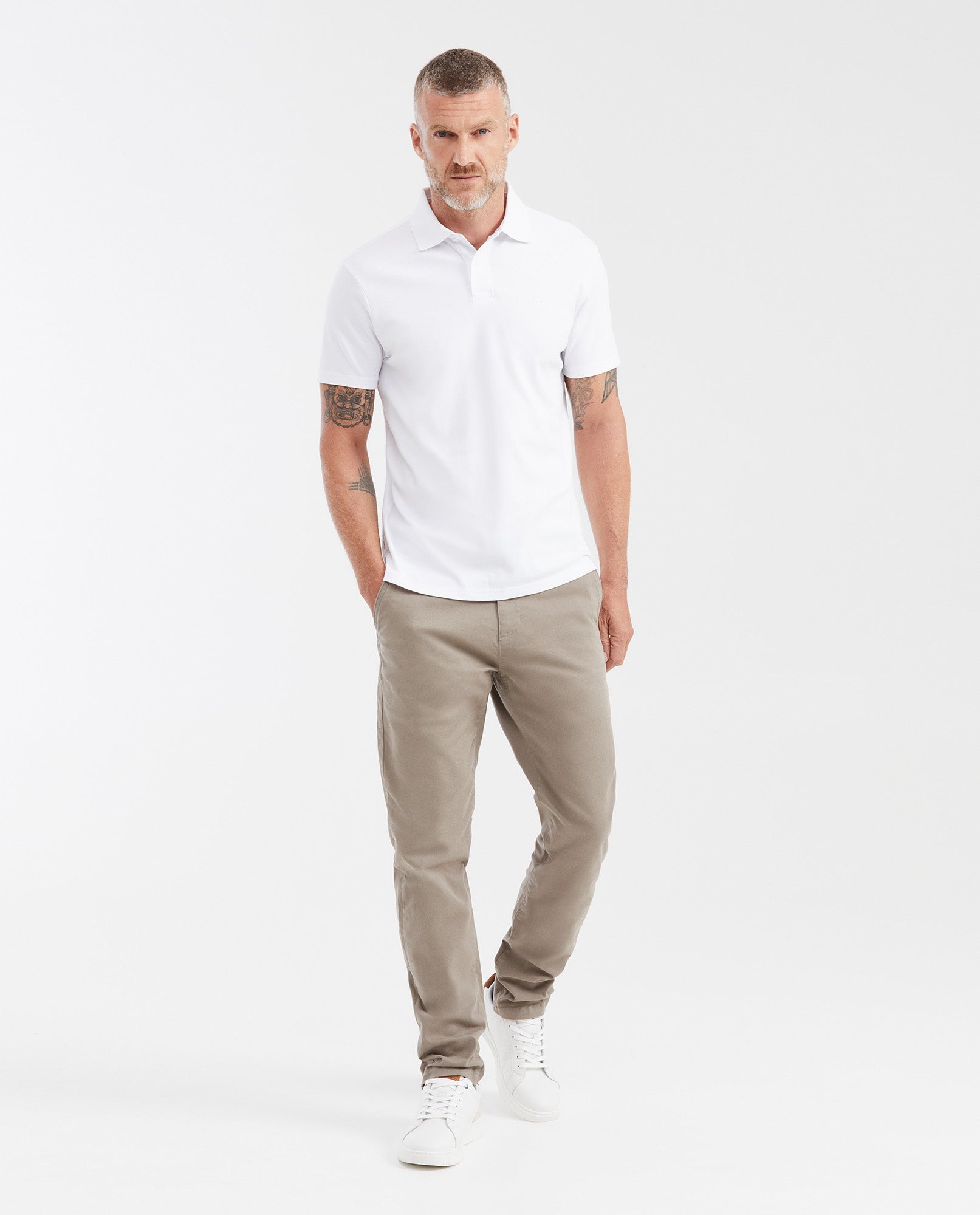 Men's Traditional Hem Sleeve Slim Fit Polo Shirt - White 602G003 - 2