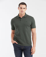 Slim Fit Polo Shirt with Waffle Texture and Hidden Buttons for Men - Green 602G010 - 1