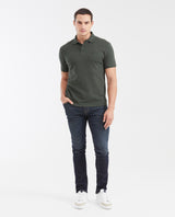 Slim Fit Polo Shirt with Waffle Texture and Hidden Buttons for Men - Green 602G010 - 2