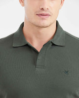 Slim Fit Polo Shirt with Waffle Texture and Hidden Buttons for Men - Green 602G010 - 3