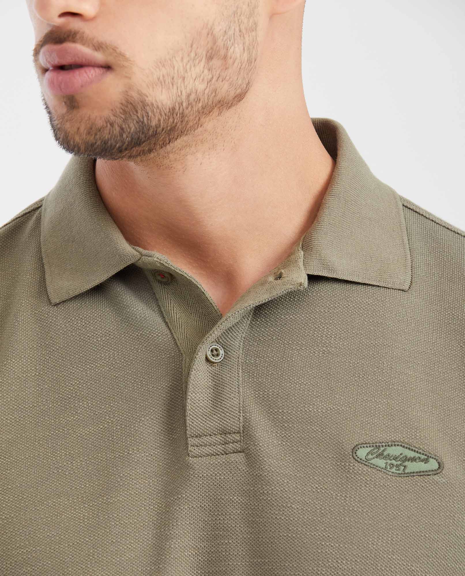Men's Slim Fit Polo Shirt with Embroidered Applique - Green - 3