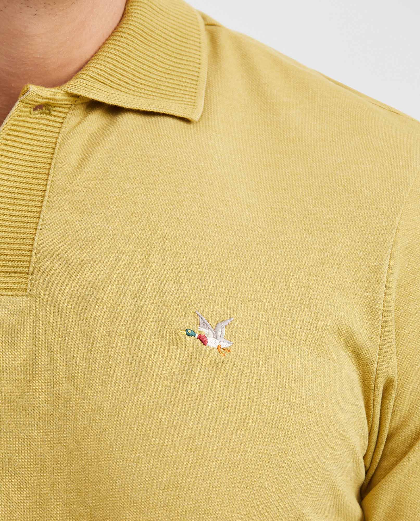 Men's Slim Fit Polo Shirt with Wide Ribbed Collar - Green 602G017 - 3