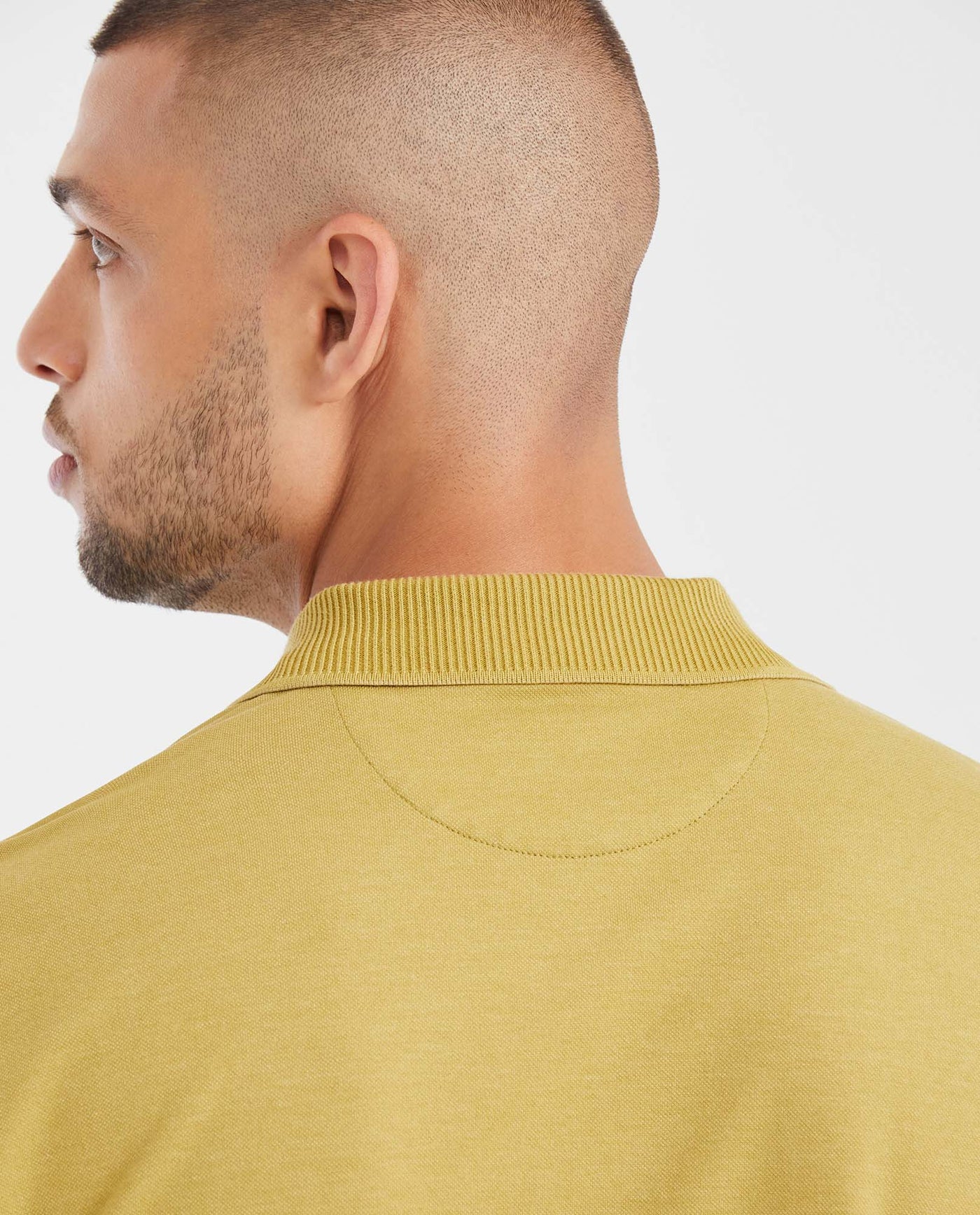 Men's Slim Fit Polo Shirt with Wide Ribbed Collar - Green 602G017 - 5
