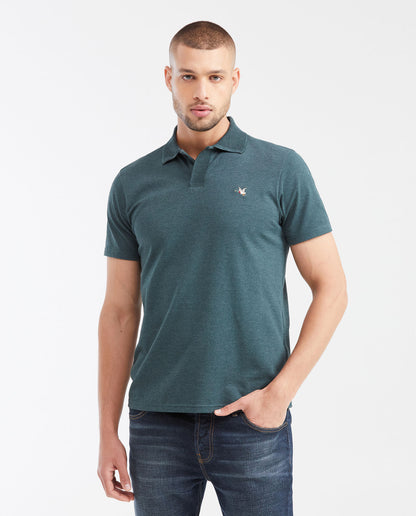 Men's Slim Fit Polo Shirt with Wide Ribbed Collar - Green - 1