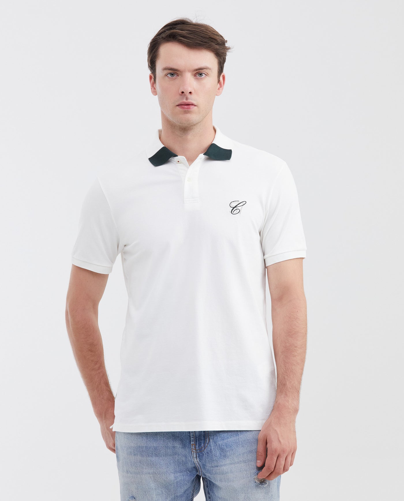 Men's Slim Fit Polo Shirt with Color Block Collar - Raw 602G018 - 1