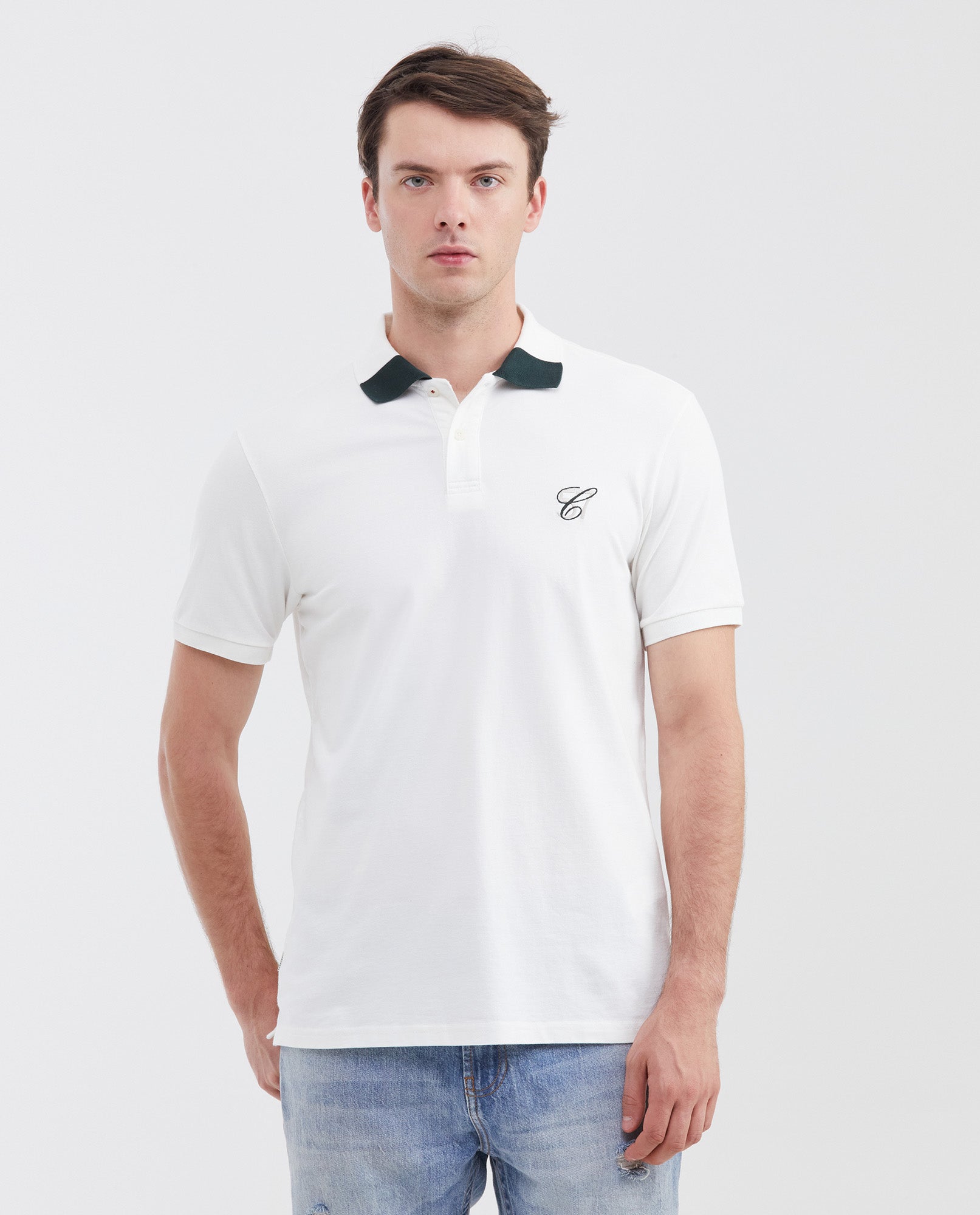 Men's Slim Fit Polo Shirt with Color Block Collar - Raw 602G018 - 1