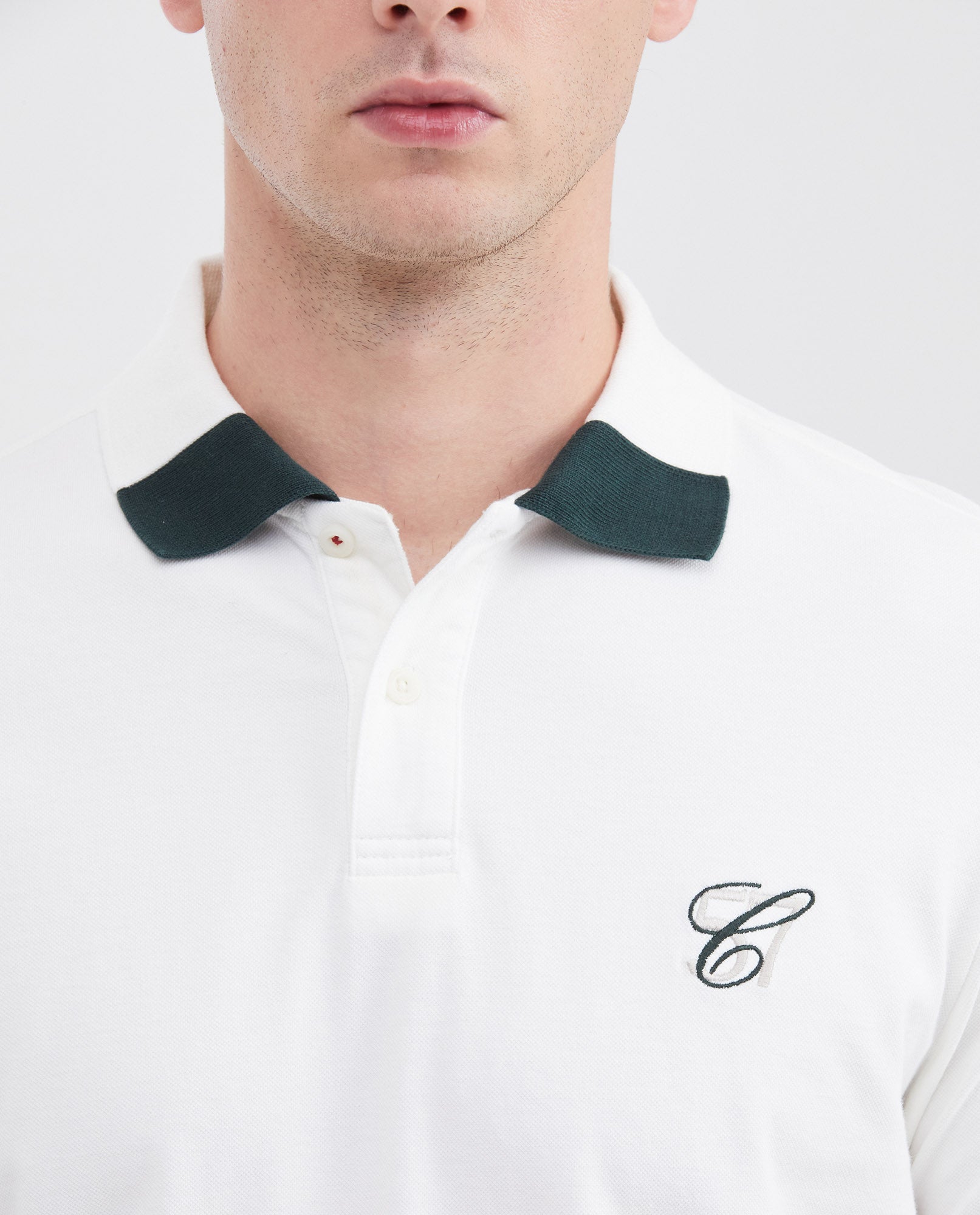 Men's Slim Fit Polo Shirt with Color Block Collar - Raw 602G018 - 3