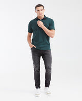 Men's Slim Fit Polo Shirt with Color Block Collar - Green 602G018 - 2