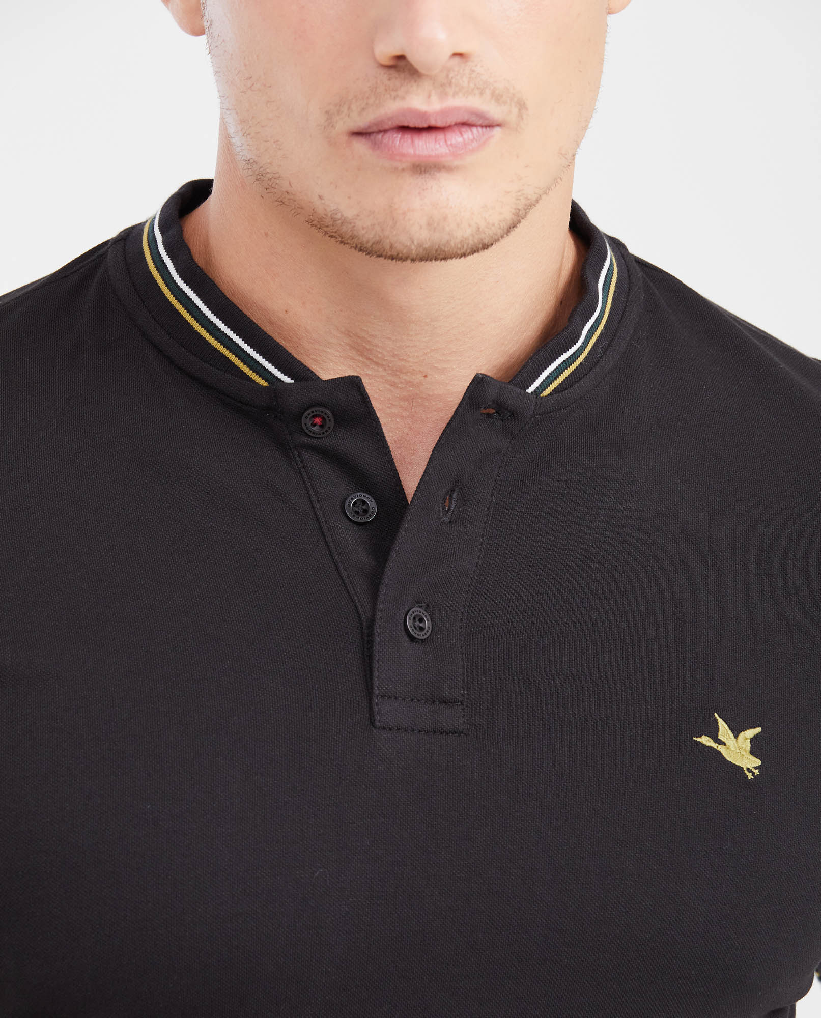 Men's Slim Fit Striped Mandarin Collar Cotton Polo Shirt - 3