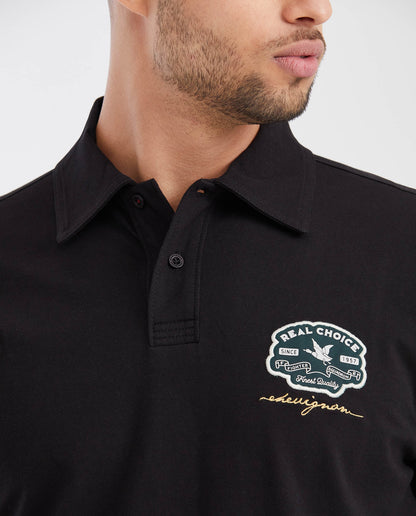 Men's Short Sleeve Polo Shirt - Black - 1