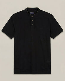 Mens Slim Fit Mandarin Collar Polo Shirt - Black 63_605G152_NEG194004_3