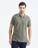 CLASSIC FIT CONTRAST STRIPES POLO IN GREEN