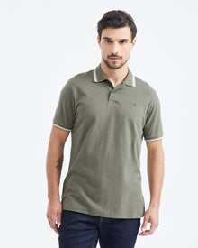 CLASSIC FIT CONTRAST STRIPES POLO IN GREEN