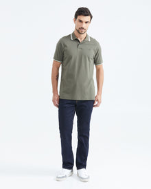 CLASSIC FIT CONTRAST STRIPES POLO IN GREEN