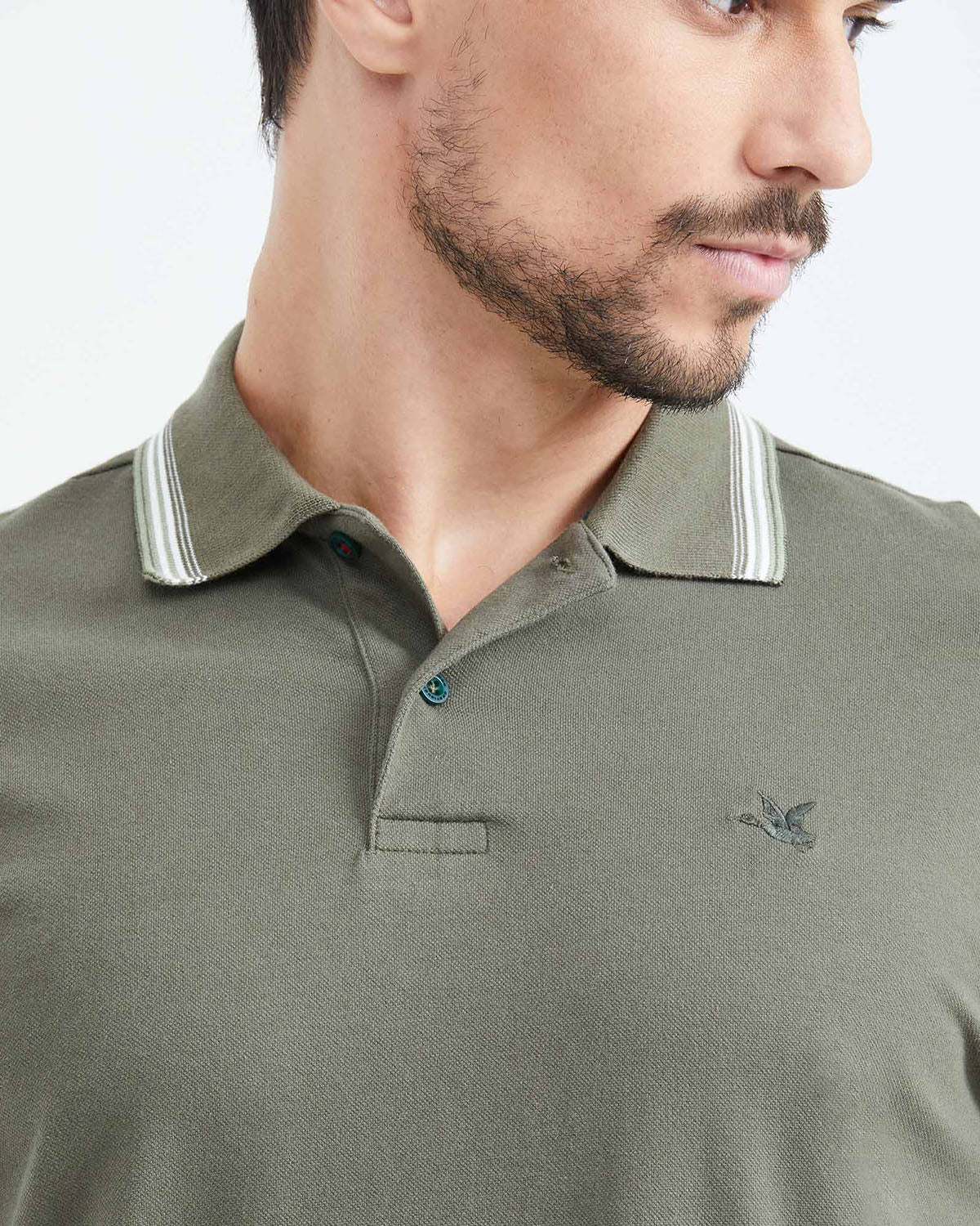 CLASSIC FIT CONTRAST STRIPES POLO IN GREEN