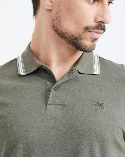 CLASSIC FIT CONTRAST STRIPES POLO IN GREEN