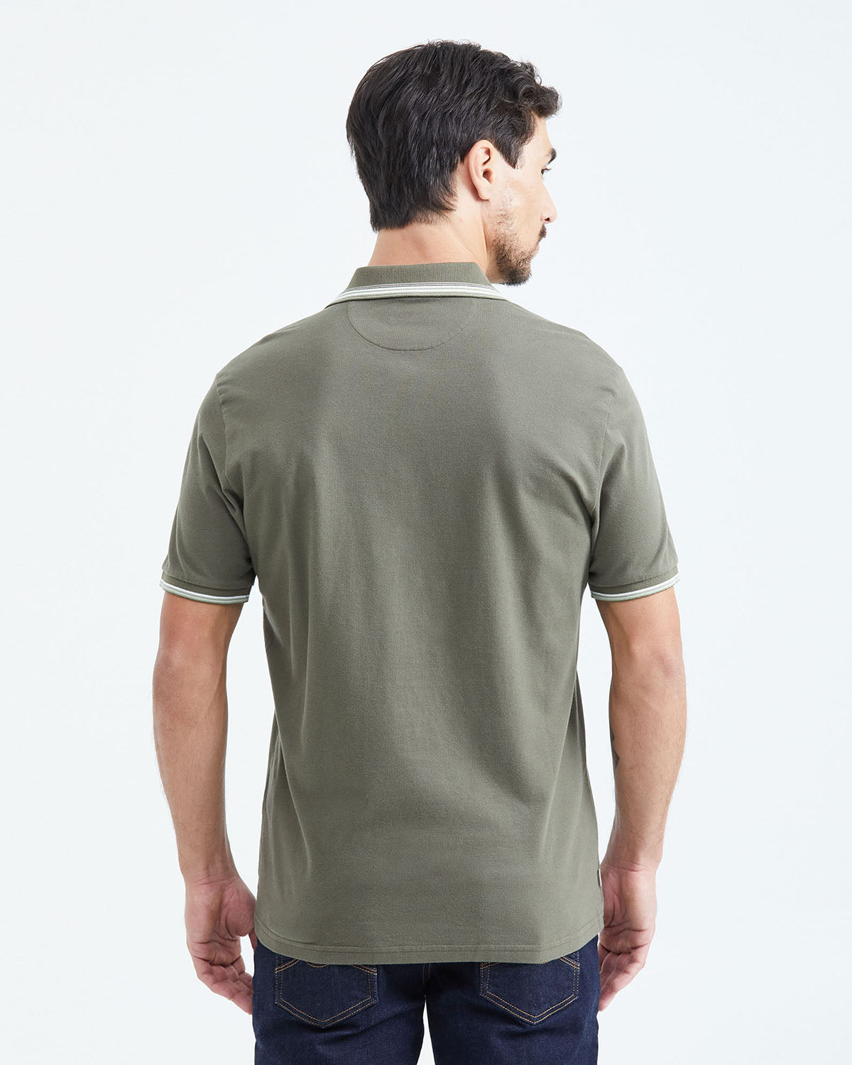 CLASSIC FIT CONTRAST STRIPES POLO IN GREEN