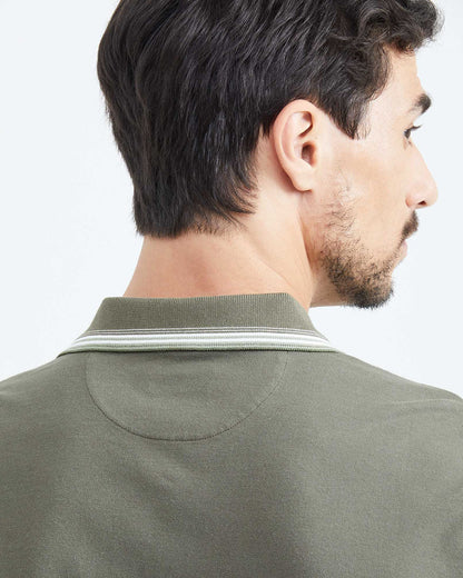 CLASSIC FIT CONTRAST STRIPES POLO IN GREEN