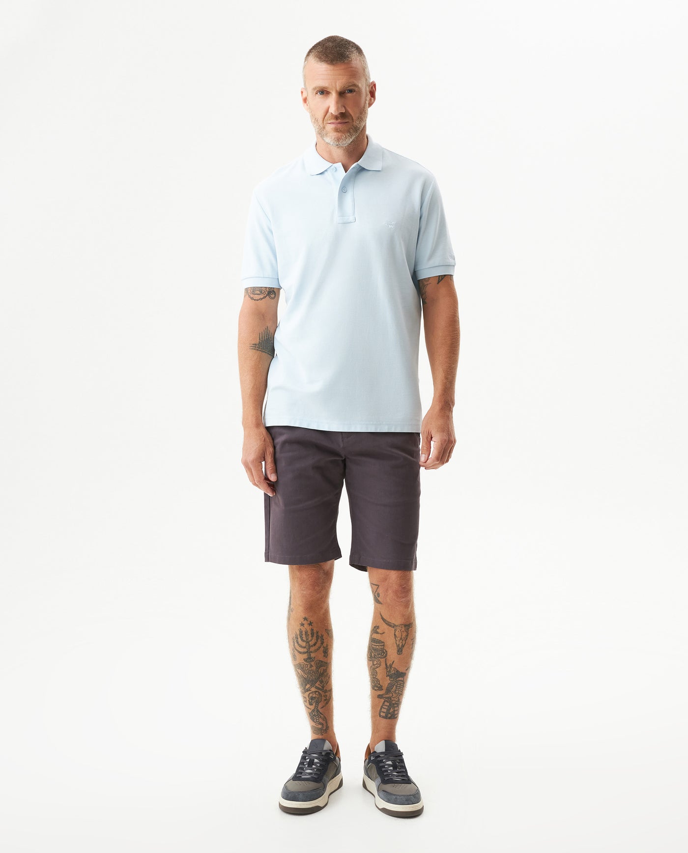 Mens Regular Fit Short Sleeve Polo Shirt in Cotton, Compass - Blue 63_609G000_AZU134308_4