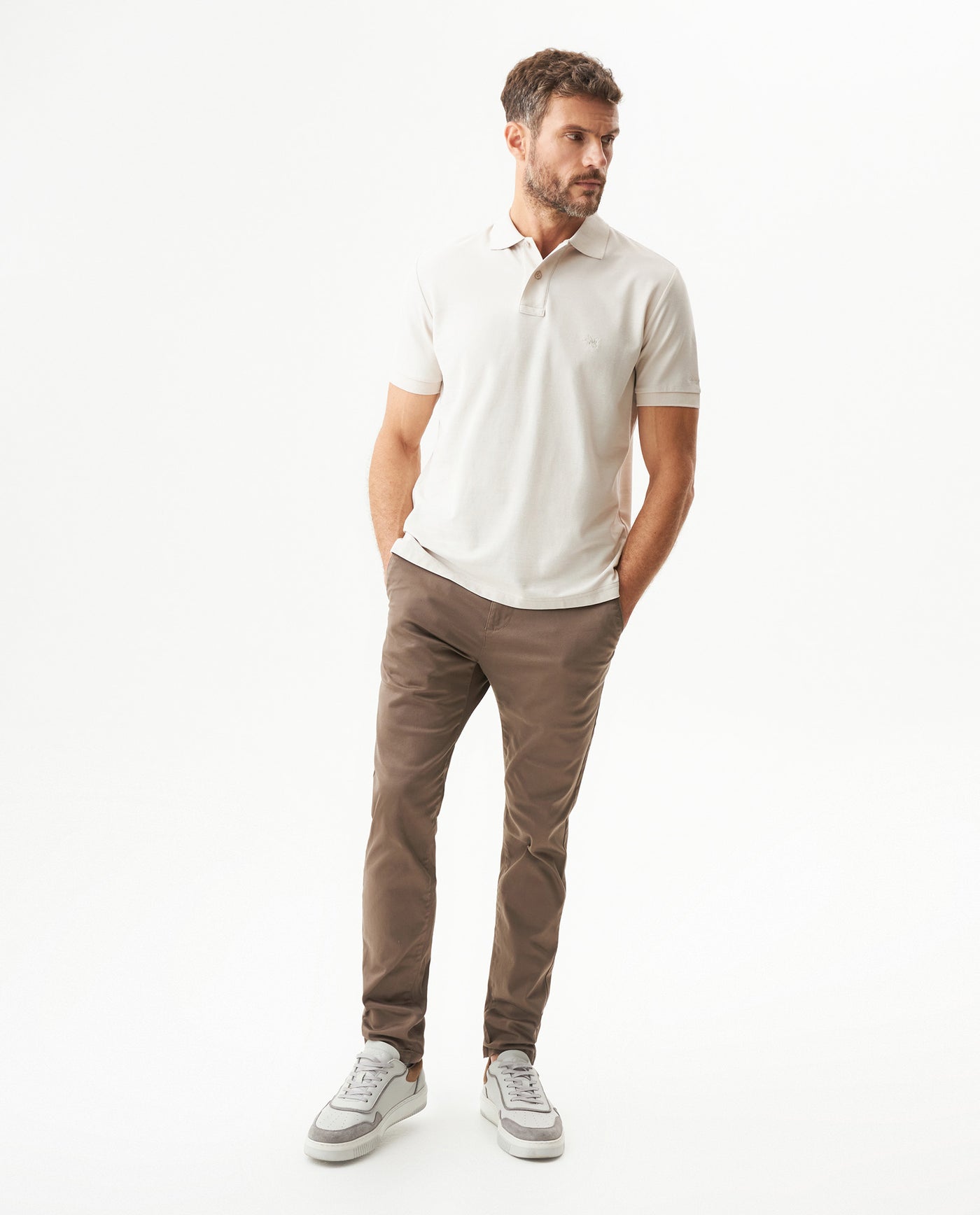 Mens Regular Fit Short Sleeve Polo Shirt in Cotton, Compass - Brown 63_609G000_CAF171311_4